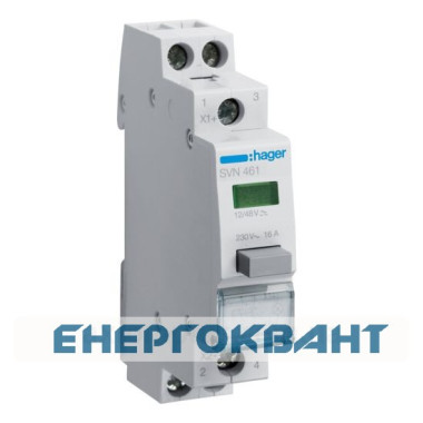 Поворотний кнопковий вимикач Hager SVN461 12 / 48В 16А 2НО з зеленим індикатором Поворотний кнопковий вимикач Hager SVN461 12 / 48В 16А 2НО з зеленим індикатором
