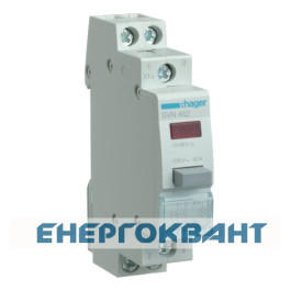 Поворотний кнопковий вимикач Hager SVN462 12 / 48В 16А 2НО з червоним індикатором