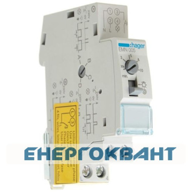 Реле часу Hager EMN005 для сходів з сигналізацією відключення Реле часу Hager EMN005 для сходів з сигналізацією відключення