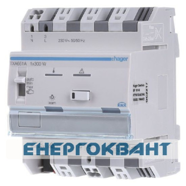 Одноканальний універсальний диммер Hager TXA661A KNX-Easylink 300Вт Одноканальний універсальний диммер Hager TXA661A KNX-Easylink 300Вт