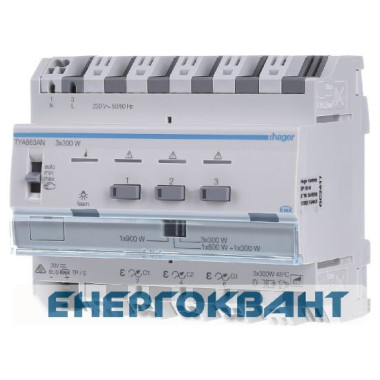 Діммер-актуатор Hager TYA663AN KNX ESL / LED 3x300Вт Діммер-актуатор Hager TYA663AN KNX ESL / LED 3x300Вт