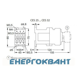 Контактор ETI 004646545 CES 25.00 (11 kW) 24V DC
