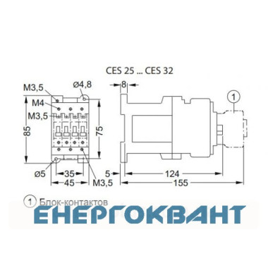Контактор ETI 004646545 CES 25.00 (11 kW) 24V DC
