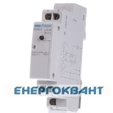 Електронне імпульсна реле Hager EP411 з двома окремими входами 1 але 16А / 8-24В