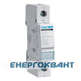 Розрядник Hager SPN118 для ТТ-мереж 1P 30кА Up <= 1,25кВ клас 2