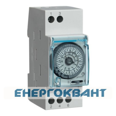 Добовий аналоговий таймер Hager EH211 16А / 230В 1 перемикаючий контакт запас ходу 200ч Добовий аналоговий таймер Hager EH211 16А / 230В 1 перемикаючий контакт запас ходу 200ч