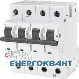 Автоматичний вимикач ETI 002136716 ETIMAT 10 3p + N C 16А (10 kA)
