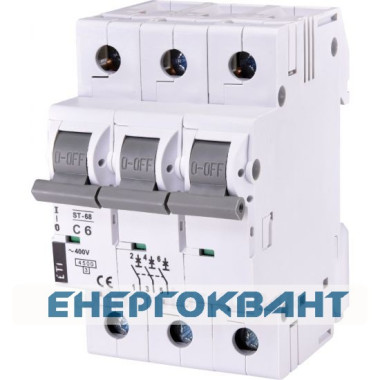 Автоматичний вимикач ETI 002185312 ST-68 3p C 6А (4.5 kA)