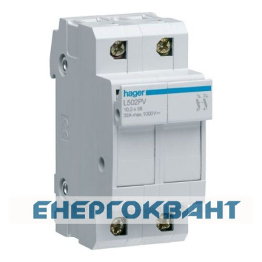 Модульний роз'єднувач запобіжника Hager L502PV L38 до 32А для PV-систем 2P 1000В DC