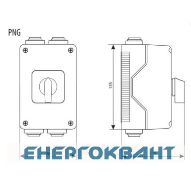 Кулачковий перемикач в корпусі ETI 004773198 CS 32 53 PNG (3p «1-0-2» IP65 32A)