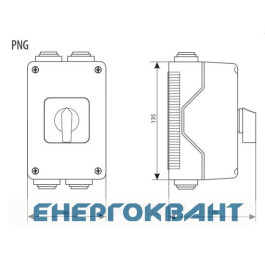 Кулачковий перемикач в корпусі ETI 004773214 CS 32 135 PNG (3p «0-1-2» IP65 32A)