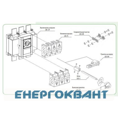 Вимикач навантаження ETI 004661859 LBS 400 3P DC1500 ( «1-0» 400A 1500V DC) Вимикач навантаження ETI 004661859 LBS 400 3P DC1500 ( «1-0» 400A 1500V DC)