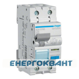 Диференціальний автомат Hager ADA570D 1P + N 10кА C-20A 30мА тип A
