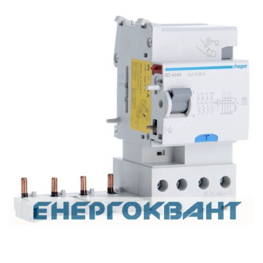 Пристрій захисного відключення Hager BD464N 4P 63A 30мА тип AC