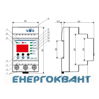 Реле обмеження потужності Новатек-Електро ОМ-163