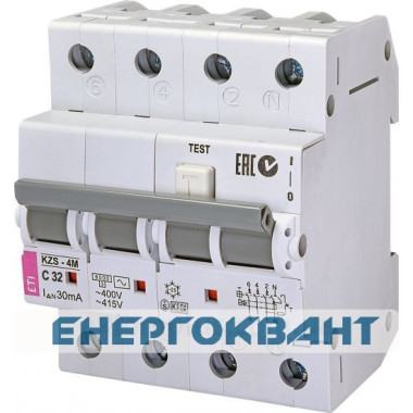 Автомат диференційний ETI KZS-4M C32 / 0,03 6kA Автомат диференційний ETI KZS-4M C32 / 0,03 6kA