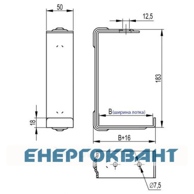 Скоба DKC BBA1010 CS на лоток з підставою В100