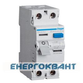 УЗО Hager CD225J, 2х25 А 30 мА, А, 2м