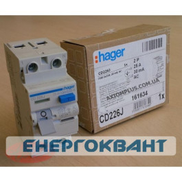 УЗО Hager CD226J (2х25А, 30 мА, АС)