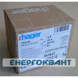 УЗО Hager CD426J (4х25А, 30 мА, АС)