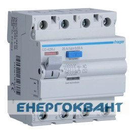 УЗО Hager CD426J (4х25А, 30 мА, АС)