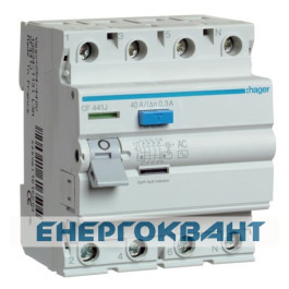 УЗО Hager CF441J, 4х40 А 300 мА, АС, 4м