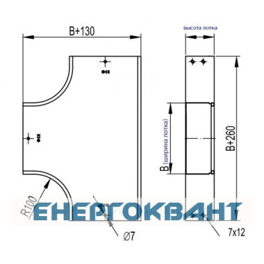 Горизонтальний ответвитель DKC DPT Т-подібний 50х50
