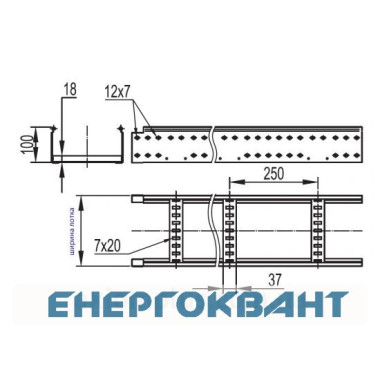 Сходовий оцинкований лоток DKC LL1060 100х600х3000мм
