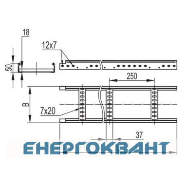 Сходовий лоток DKC LL5040 50х400х3000мм