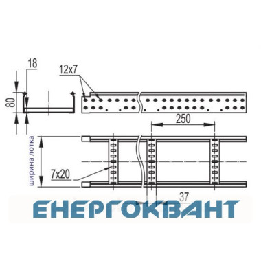 Сходовий оцинкований лоток DKC LL8020 80х200х3000мм