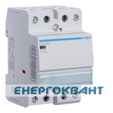Контактор 63A ESC263 (2НО, 230В) 3м Hager