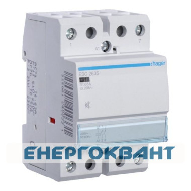 Контактор 63A ESC263s безшумний (2НО, 230В) 3м Hager