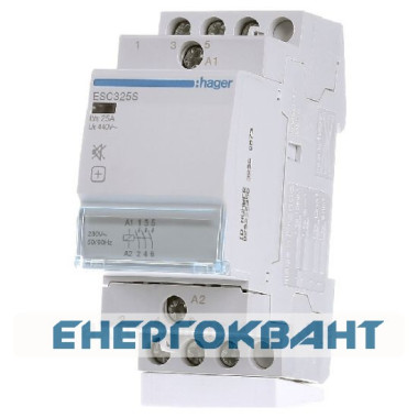 Модульний контактор ESC325S (25A, 3НО, 230В) Hager