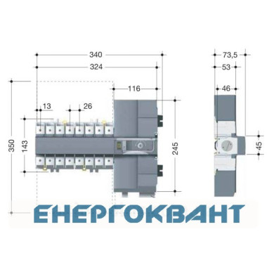 Перемикач АВР Hager HIC463G з мотопріводом Перемикач АВР Hager HIC463G з мотопріводом
