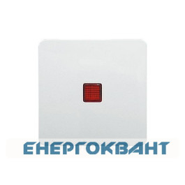 Кнопка 1-клавішного вимикача з червоною лінзою, біла, Hager, Polo.Optima
