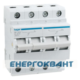 Перемикач Hager SF263 I-0-II 1 + N 63А / 230В 4м