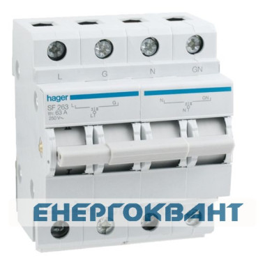 Перемикач Hager SF263 I-0-II 1 + N 63А / 230В 4м Перемикач Hager SF263 I-0-II 1 + N 63А / 230В 4м