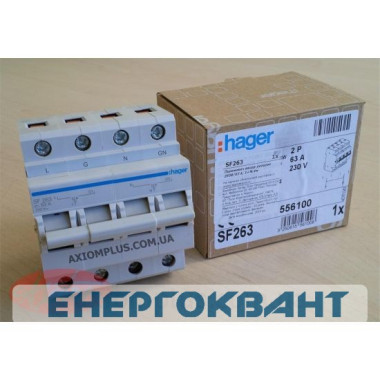 Перемикач Hager SF263 I-0-II 1 + N 63А / 230В 4м Перемикач Hager SF263 I-0-II 1 + N 63А / 230В 4м