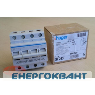 Перемикач Hager SF263 I-0-II 1 + N 63А / 230В 4м Перемикач Hager SF263 I-0-II 1 + N 63А / 230В 4м