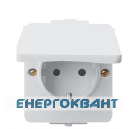 Розетка накладна з кришкою біла Hager polo.hermetica IP44, 16000302