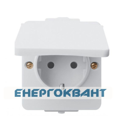 Розетка накладна з кришкою біла Hager polo.hermetica IP44, 16000302